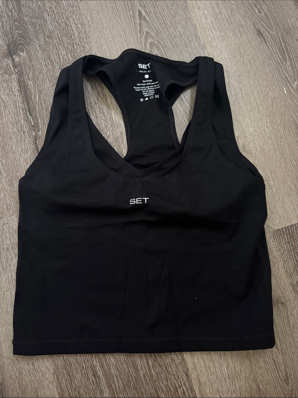 SET Active Sportbody Black Layered Racerback Sports Bra Top